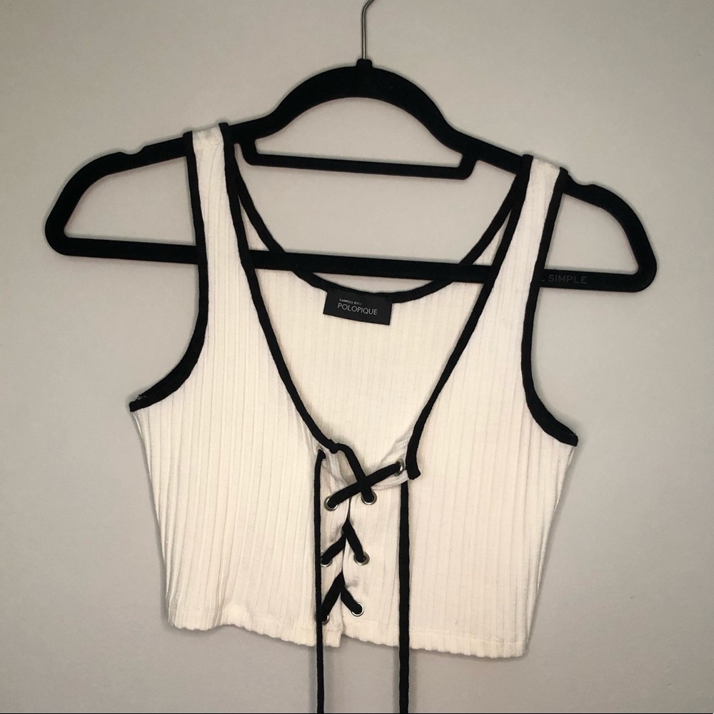 POLOPIQUE | Lace up Crop Top